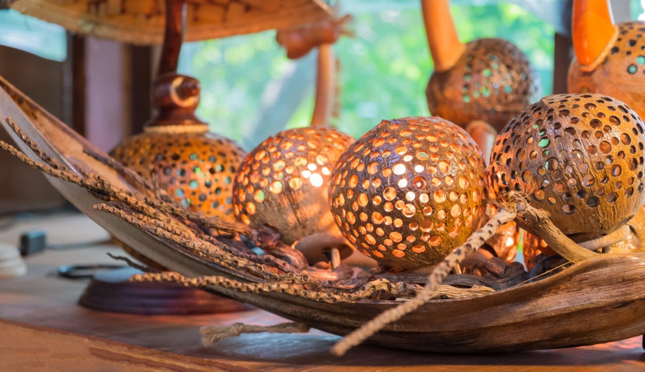 Handcrafted coconut shell table decor from Sri Lanka, showcasing eco-friendly artistry and sustainable home elegance.