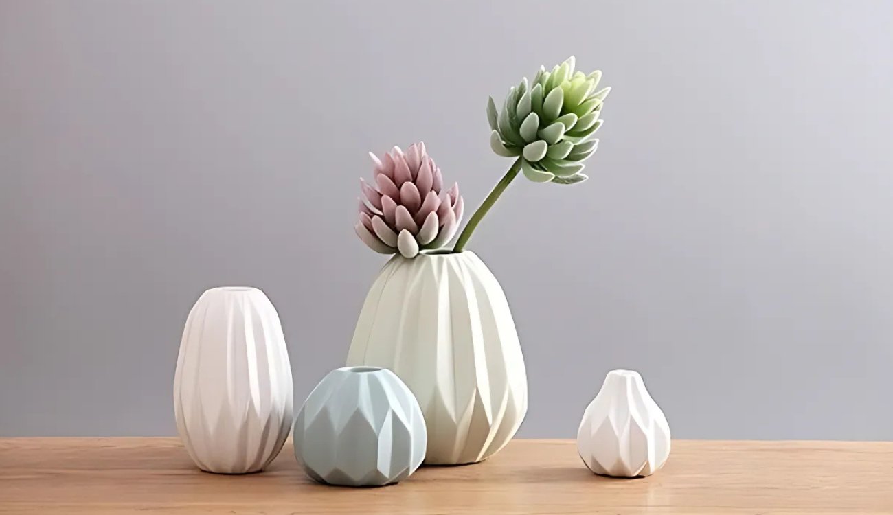 A collection of stylish indoor plant pots in various shapes and sizes, enhancing home decor with greenery and elegance.